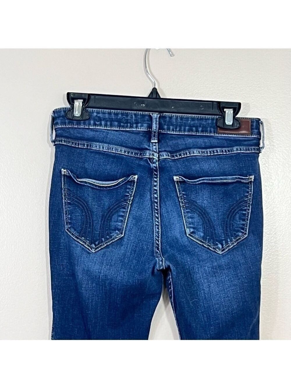 Hollister Jeans Womens Sz 5 S Blue High Rise Super Skinny Crop Distressed 27x24 - Picture 5 of 14